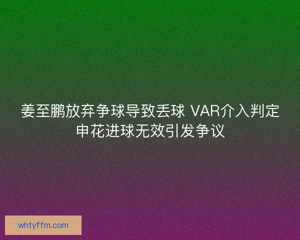姜至鹏放弃争球导致丢球 VAR介入判定申花进球无效引发争议