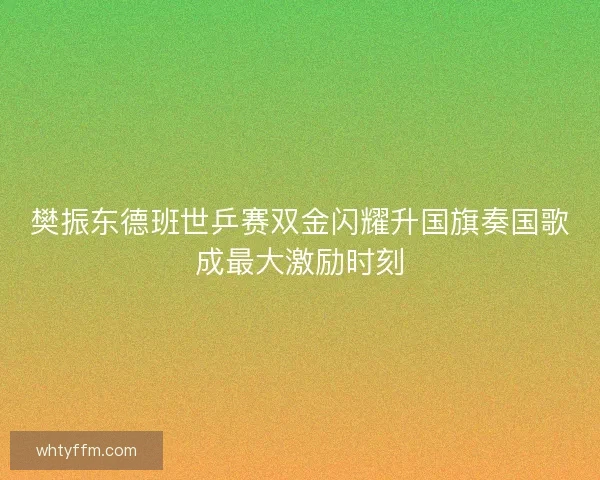 樊振东德班世乒赛双金闪耀升国旗奏国歌成最大激励时刻