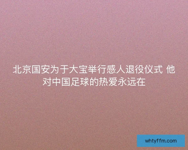 北京国安为于大宝举行感人退役仪式 他对中国足球的热爱永远在