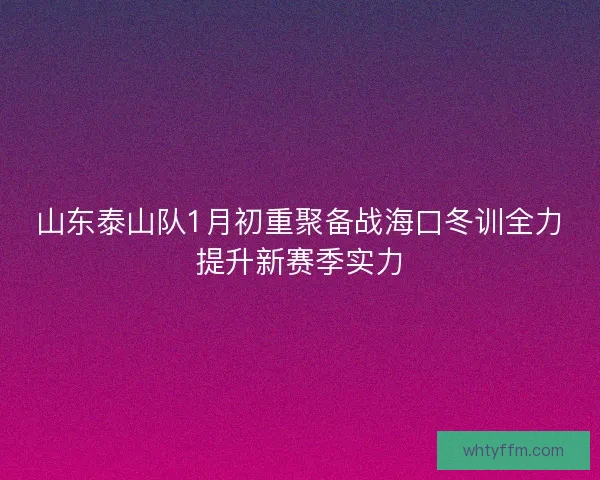 山东泰山队1月初重聚备战海口冬训全力提升新赛季实力